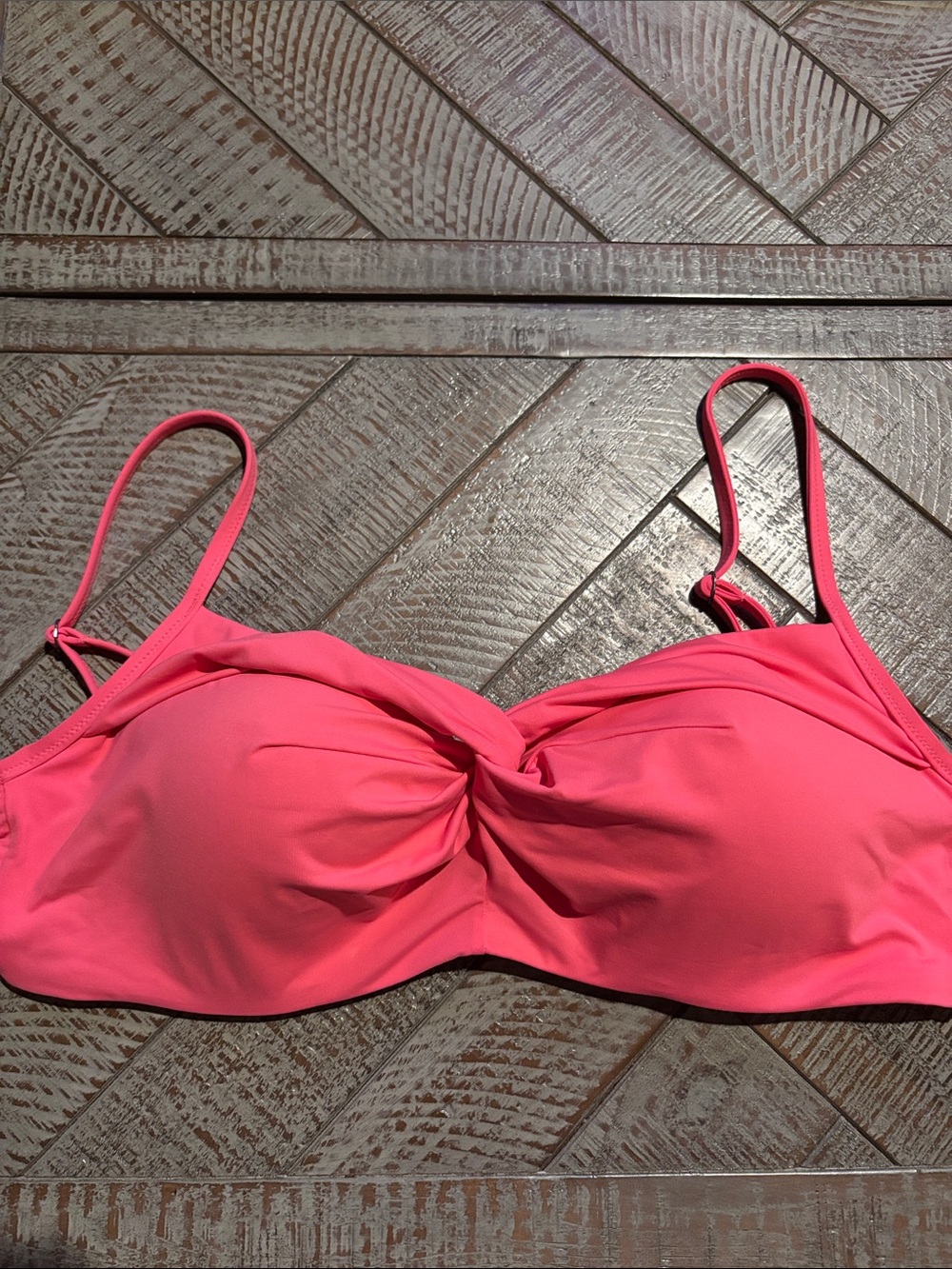 Athleta Coral Pink Twist-Detail Bikini Top